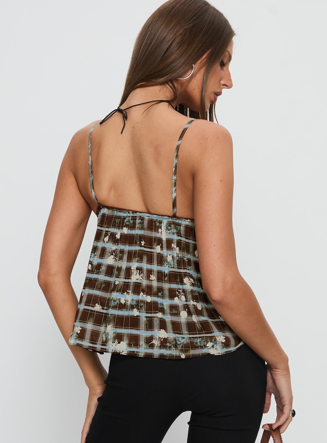 Zami Pleat Top Blue / Brown