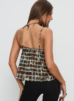 Zami Pleat Top Blue / Brown
