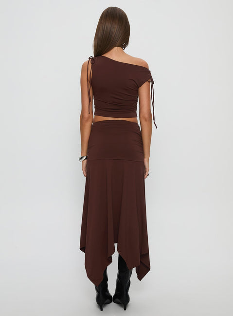 Azlynn Off Shoulder Set Brown