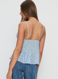Zami Pleat Top Blue Floral
