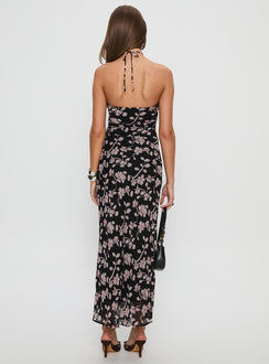 Anisa Halter Maxi Dress Black Floral