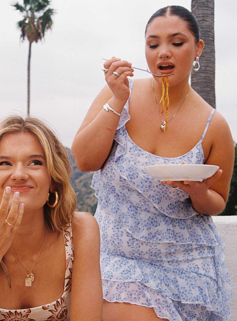 Frill midi dress Mesh material, asymmetrical hemline, one shoulder frill detail, adjustable straps Good stretch, fully lined 