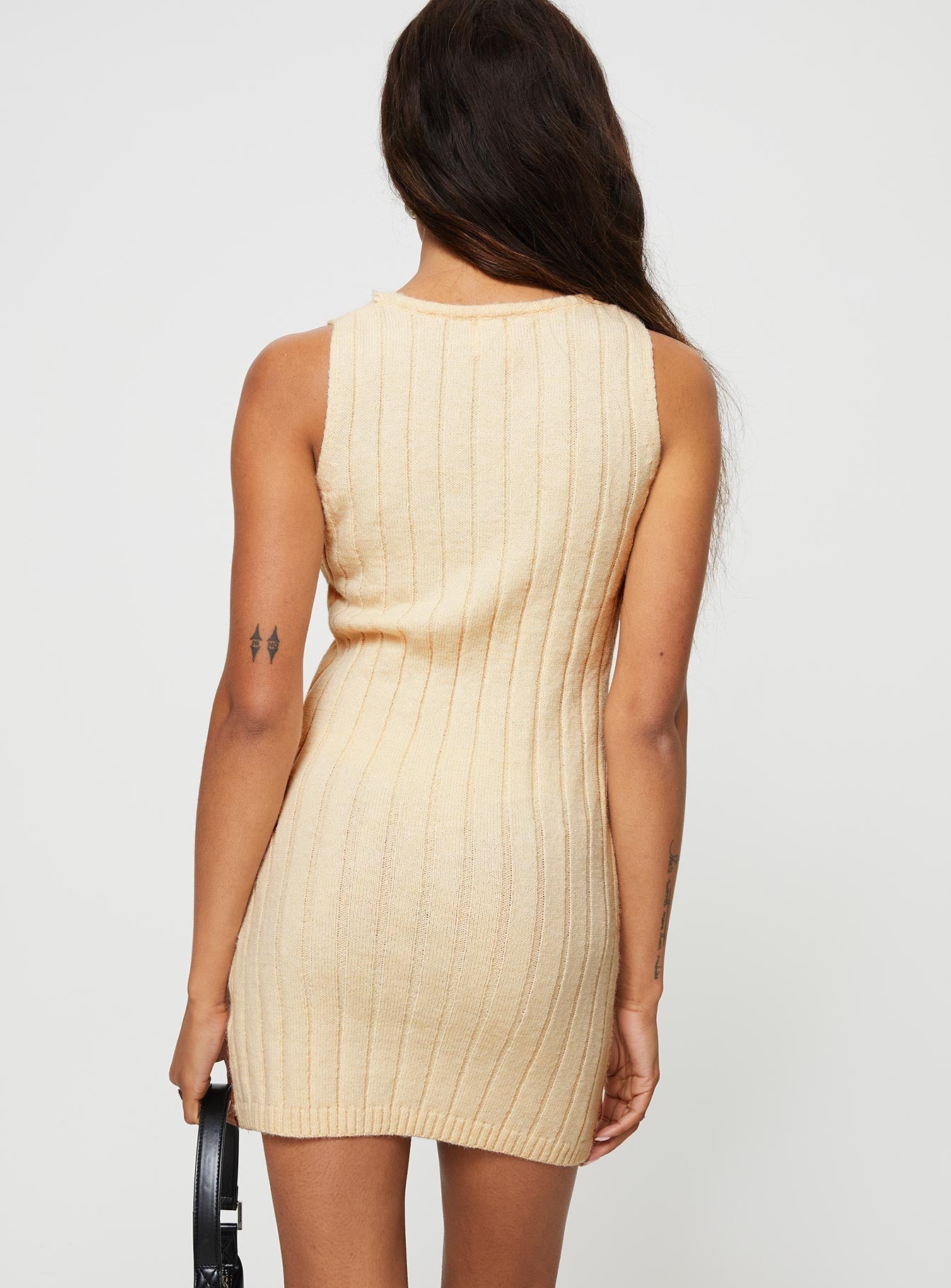 High neck knit mini dress Good stretch, unlined 