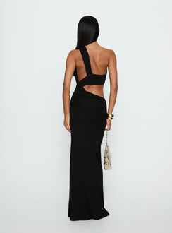 Loletta Draped One Shoulder Maxi Dress Black