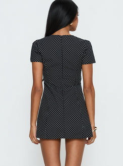 Loveliness Romper Black Polka