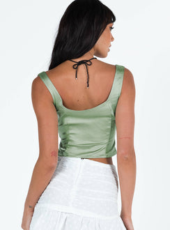 product Princess Polly Sleeveless Square Neck  Yeah The Pearls Top Sage