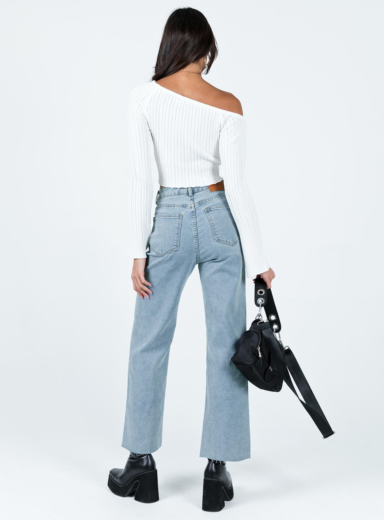 product Princess Polly High Waisted  Pyrene Straight Leg Jeans Mid Wash Denim