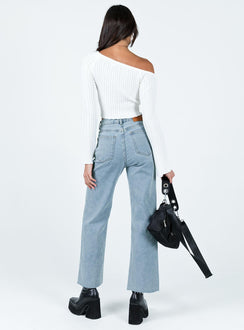 product Princess Polly High Waisted  Pyrene Straight Leg Jeans Mid Wash Denim