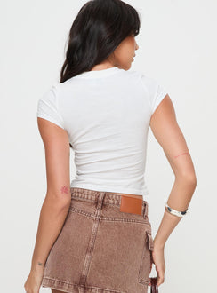 back view of model wearing Princess Polly Odyssey Tee White Sleeveless Crew Neck 