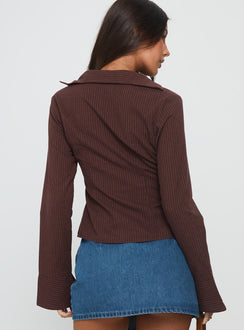 Elowenn Long Sleeve Top Chocolate Stripe