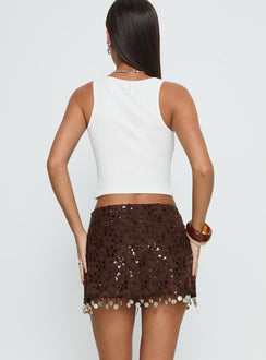 We Made It Sequin Skort Brown