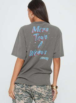 More Than A Woman Oversized Graphic Top Grey