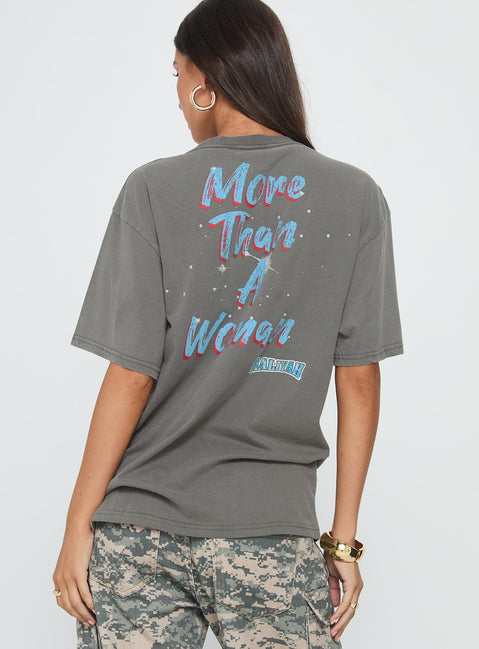 More Than A Woman Oversized Graphic Top Grey