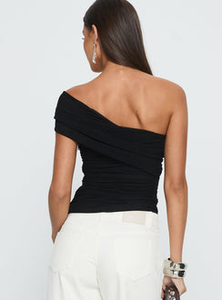 Keandra One Shoulder Top Black