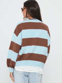 Ardentia Crew Neck Knit Sweater Aqua Stripe