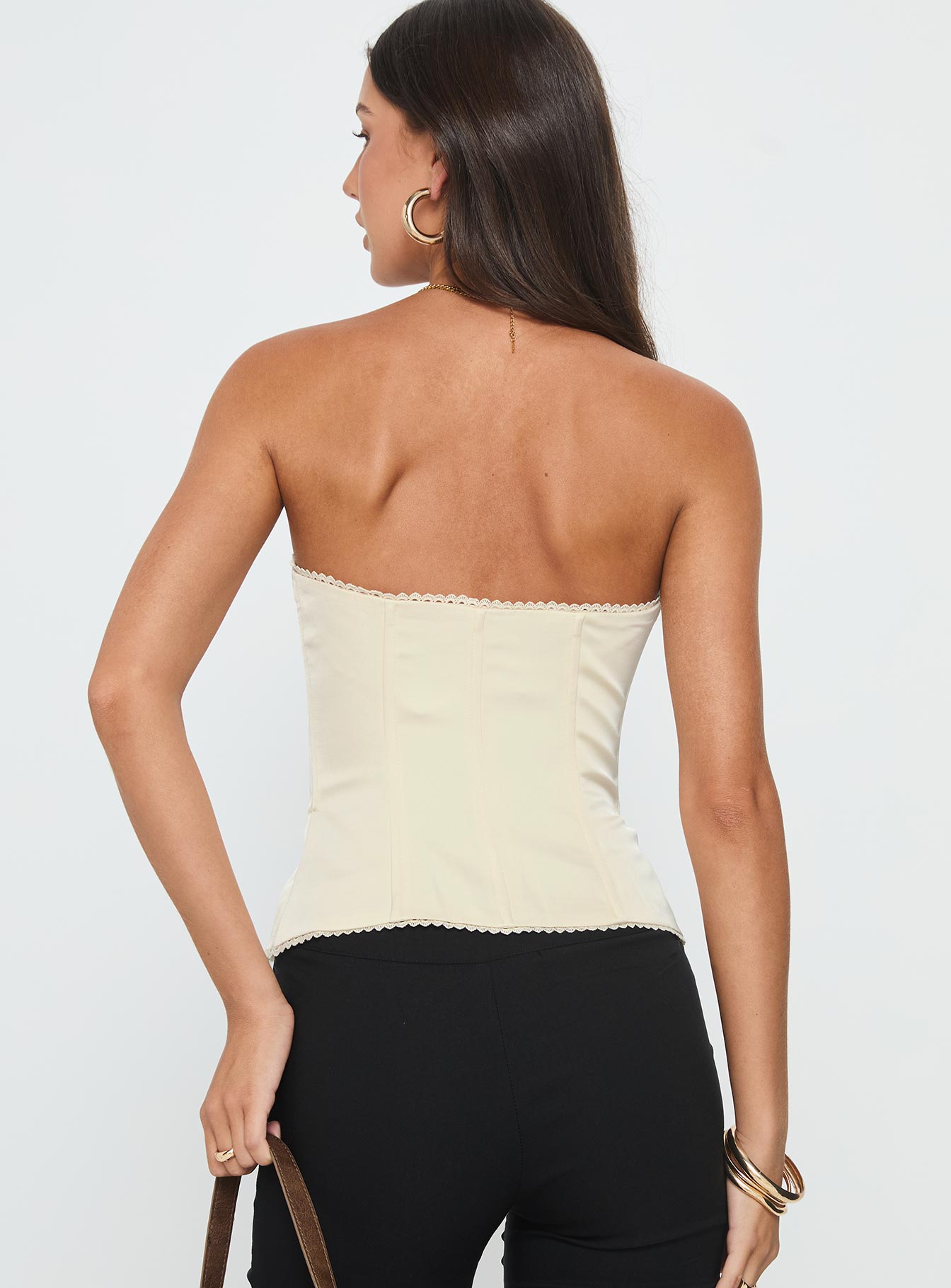 Jazzy Strapless Corset Top Cream Floral