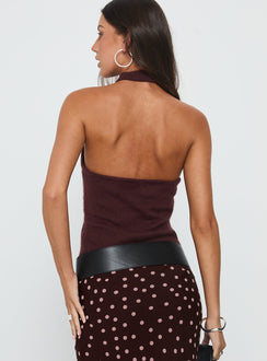 Zariela High Neck Sleeveless Top Burgundy