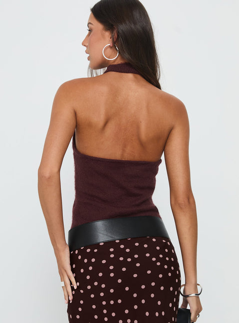 Zariela High Neck Sleeveless Top Burgundy