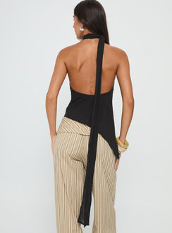 Yaleina One Shoulder Tie Scarf Top Black