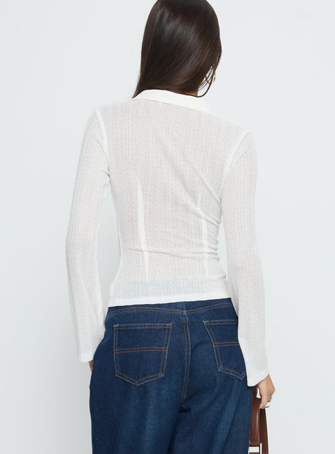 When You Sleep Long Sleeve Top White