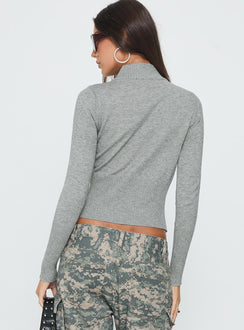 Set Adrift Zip Up Knit Sweater Grey