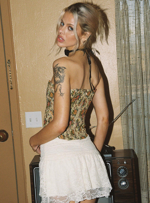 back view of model wearing Princess Polly Kaelo Corset Top Multi Sleeveless Sweetheart 