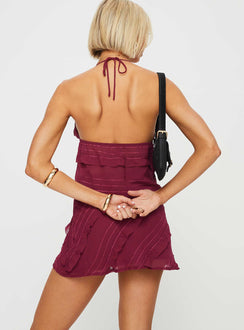 Frill mini skirt Slim fitting, asymmetric detailing, invisible zip fastening at side Non-stretch, fully line