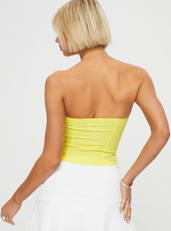 Strapless top Lace trim, ribbon detail at bust, invisible zip fastening at side Non-stretch, lined bust