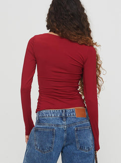Solitaire Long Sleeve Top Burgundy