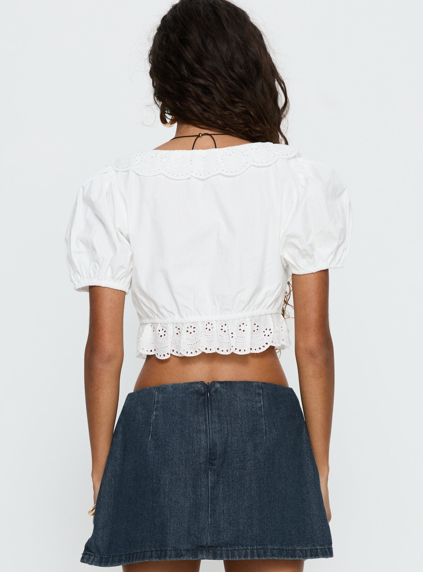 Alexy Tie Detail Short Sleeve Micro Crop Top White