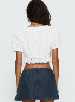 Alexy Tie Detail Short Sleeve Micro Crop Top White