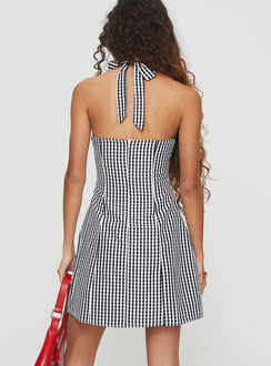 Birkley Halter Mini Dress Black / White
