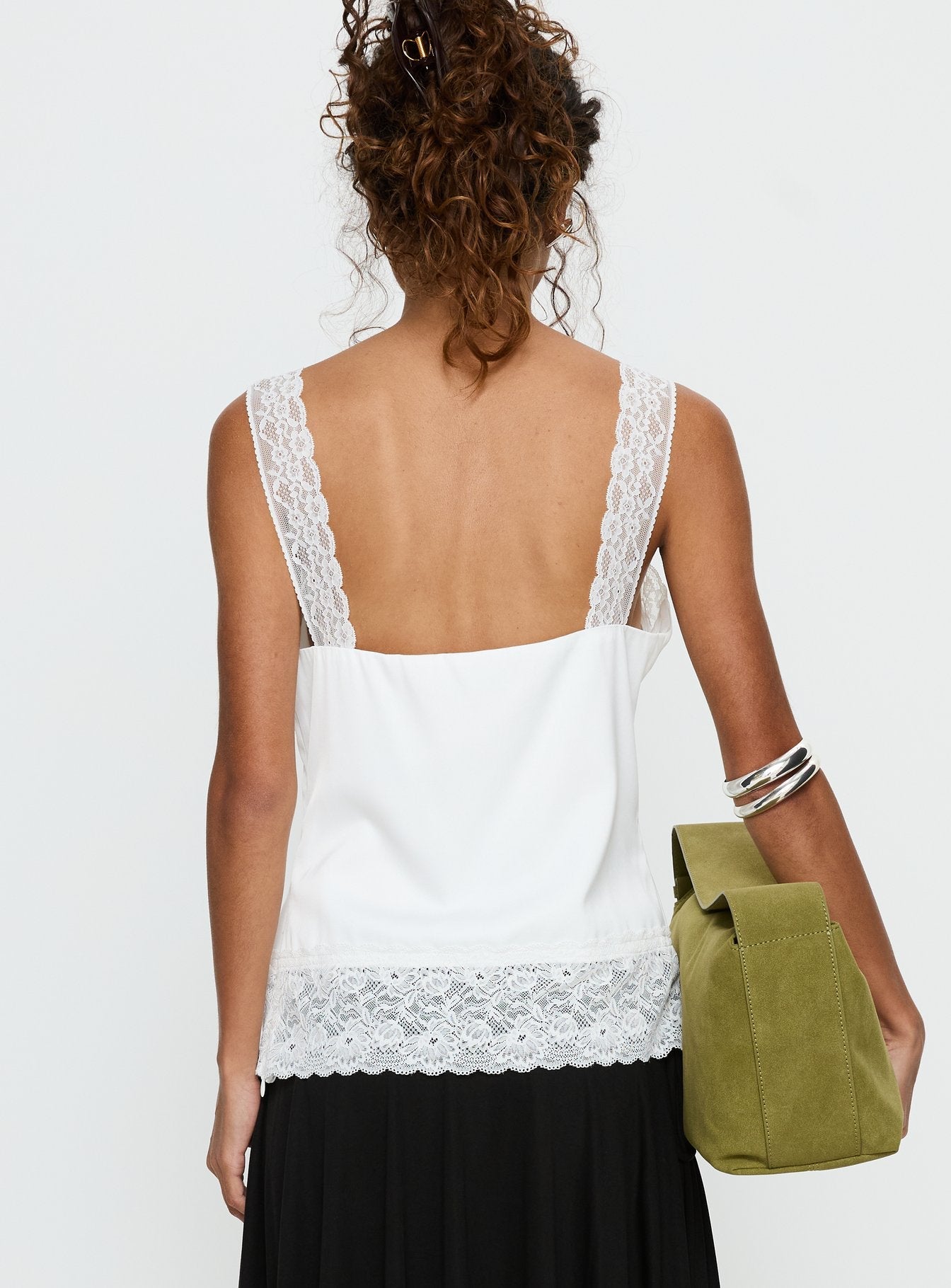 Avyra Lace Trim Cami Top White
