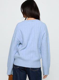 Come Back Soon Knit Cardigan Blue