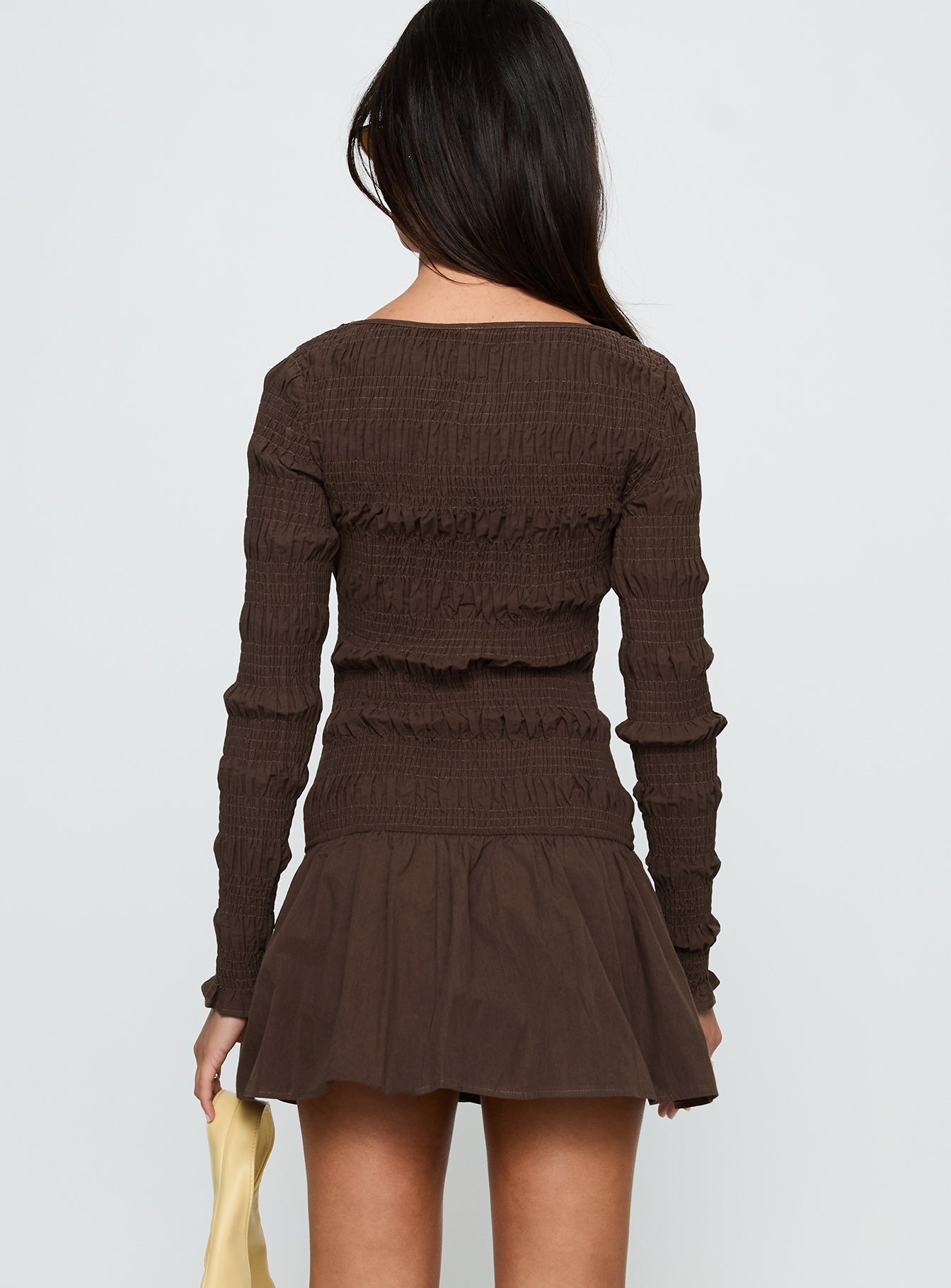 Jheanell Long Sleeve Mini Dress Brown