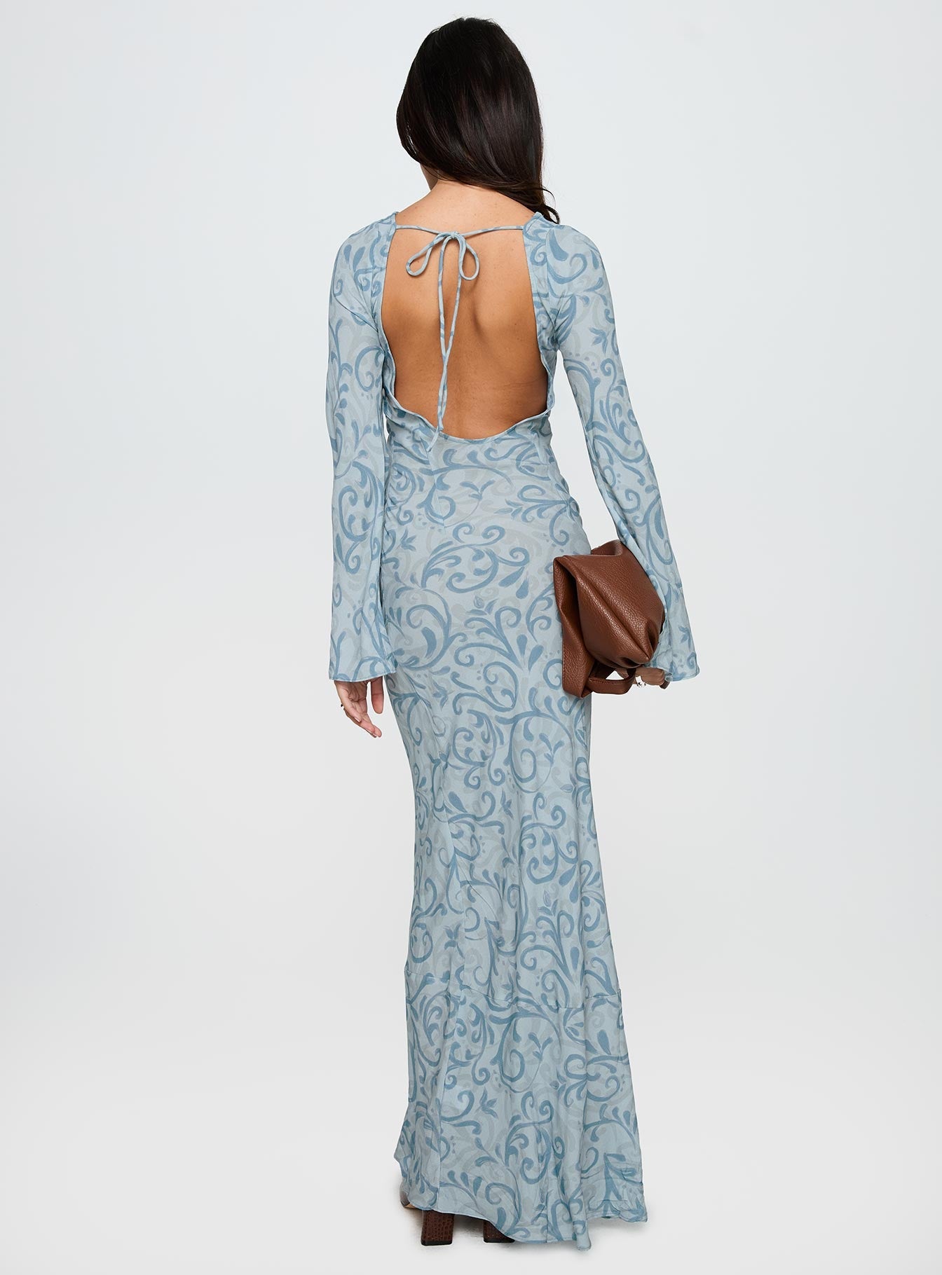 Miss Your Touch Backless Maxi Dress Blue Multi