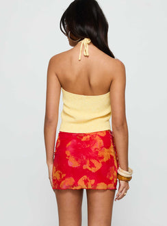 back view of model wearing Princess Polly Liloha Frill Mesh Mini Skirt Orange Multi Mini Skirts 