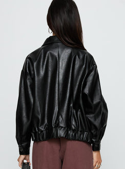 Your Moment Faux Leather Bomber Jacket Black