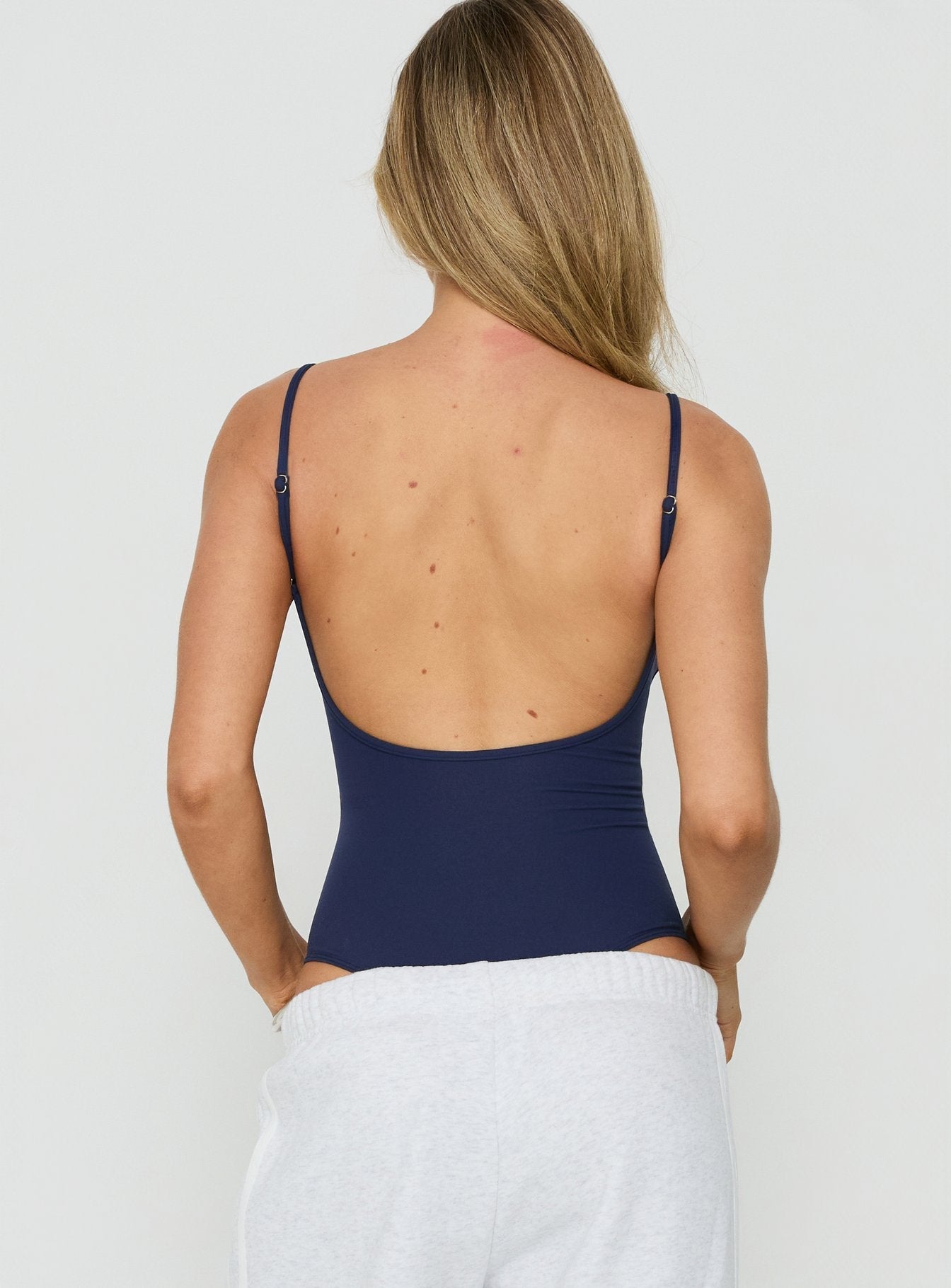 Daily Define Thin Strap Low Back Bodysuit Navy
