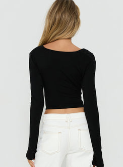 Sirius Cowl Neck Long Sleeve Top Black