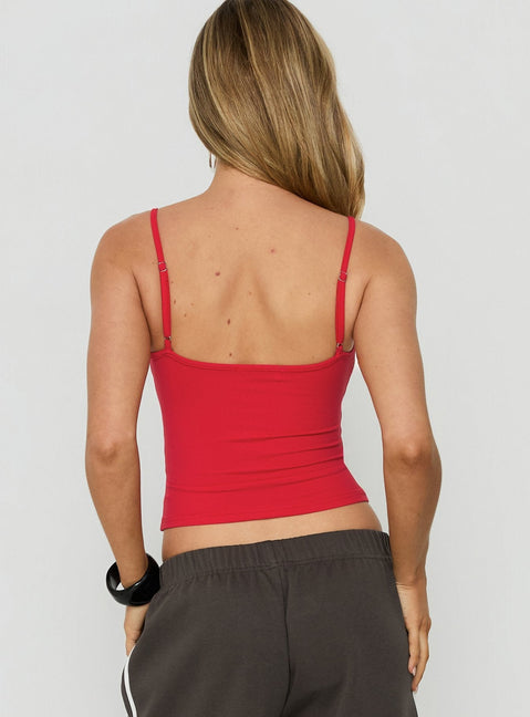 Daily Define Thin Strap Classic Tank Top Red