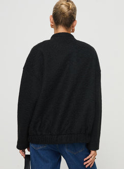 Bomber jacket High neckline, button fastening, twin hip pockets, elasticated waistband Non-stretch material, unlined