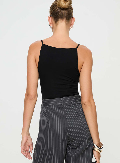 Black Bodysuit Deep v neckline, fixed shoulder straps, high cut leg, cheeky style bottom, press clip fastening