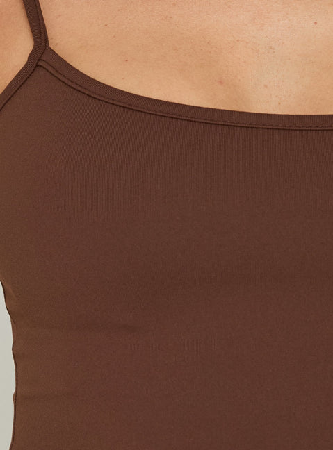 Daily Define Thin Strap Classic Tank Top Brown