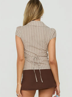 Arianwyn Short Sleeve Shirt Brown Multi Stripe