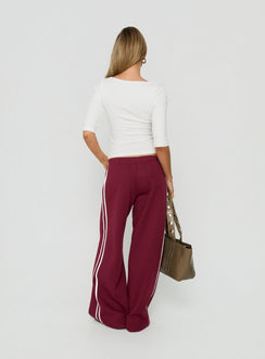 Kennah Wide Leg Sweat Pants Cherry