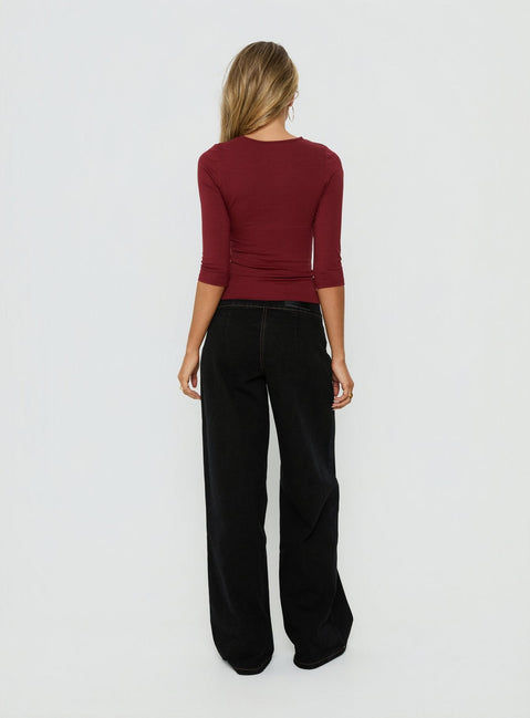 Unwritten Mid Rise Wide Leg Jeans Washed Black