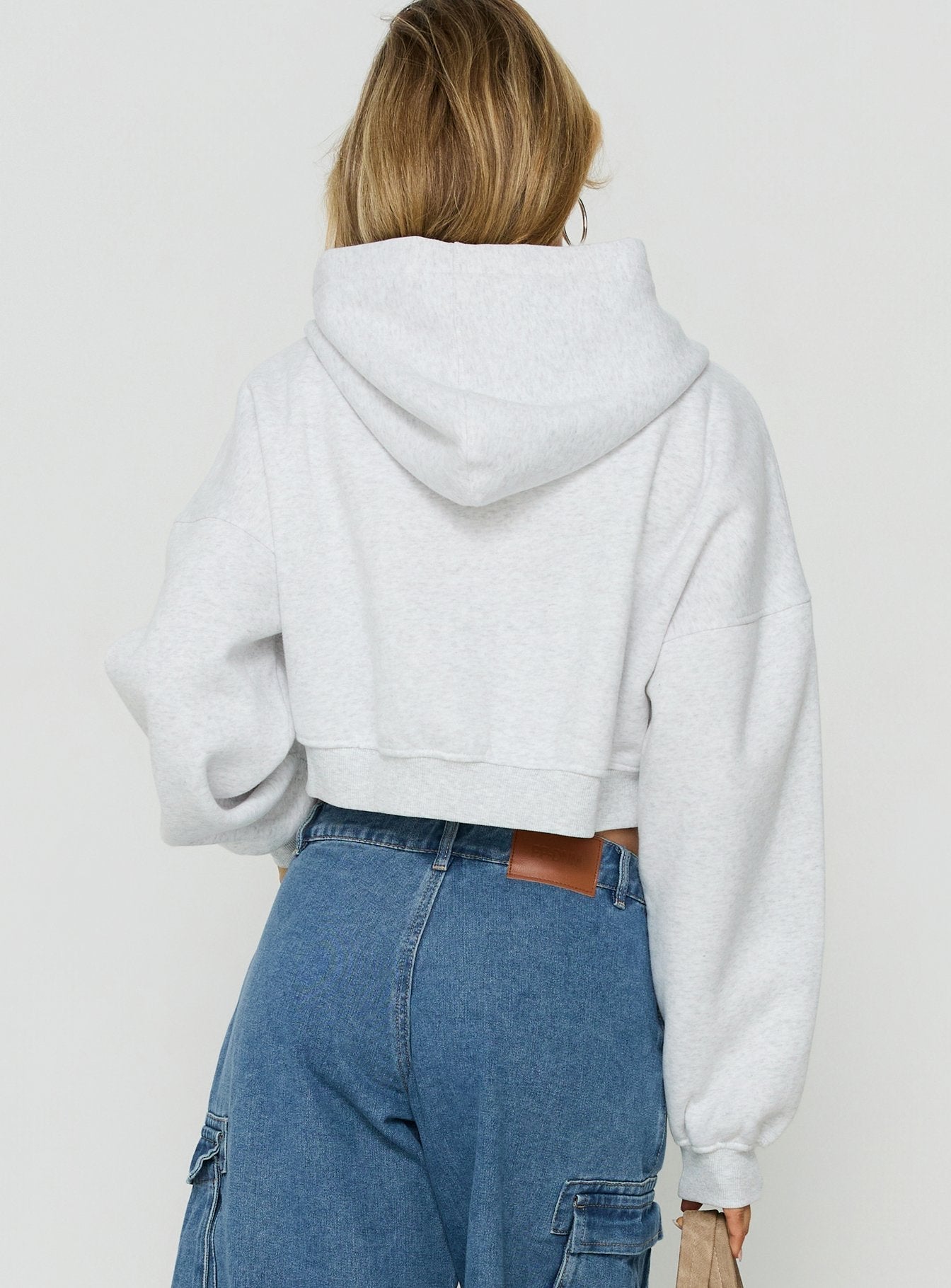 Zellah Double Ended Zipper Hoodie Grey Marle