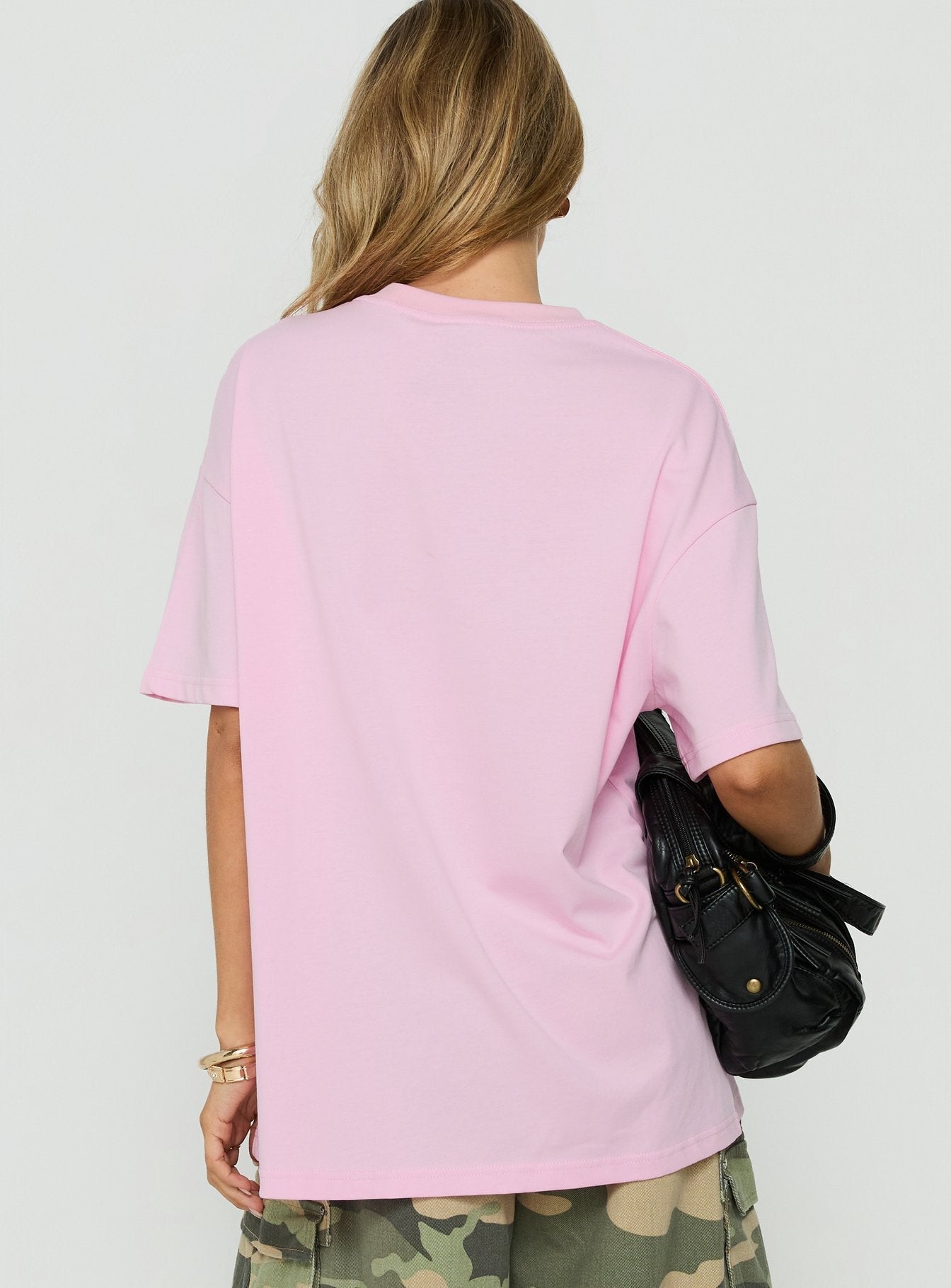 Steely Love Oversized Graphic Tee Washed Pink