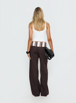 back view of model wearing Princess Polly Quenlin Folded Straight Leg Pant Multi Mid Rise Pants 
